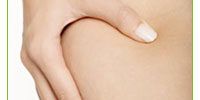 mesotherapy Mano pellizcando la piel del muslo, imagen ilustrativa de la mesoterapia corporal