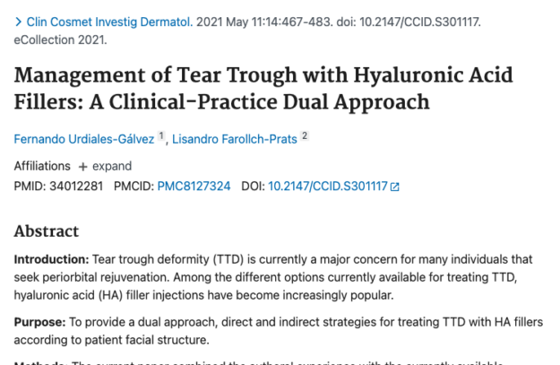 Management of Tear Trough with Hyaluronic Acid Fillers: A Clinical-Practice Dual Approach