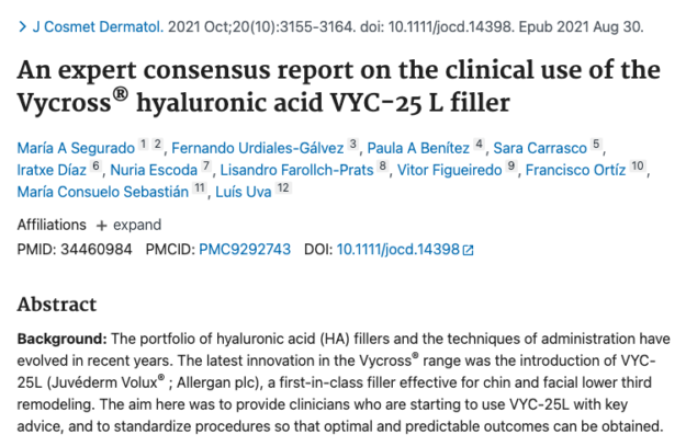 An expert consensus report on the clinical use of the Vycross® hyaluronic acid VYC-25 L filler